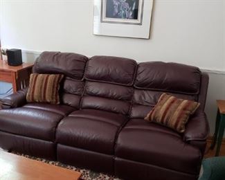 BARCALOUNGER LEATHER SOFA W/RECLINERS BUILT IN