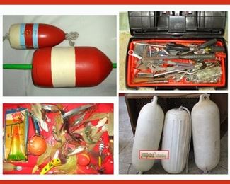 Bouys, Tools, Lures and Bumpers; Many More Tools Available and Lots of Fishing Poles