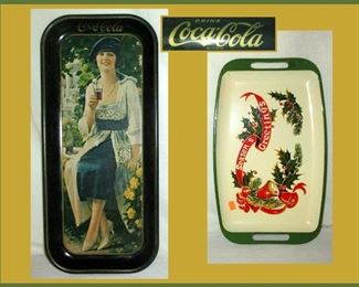 Coca Cola Tray and Vintage Hard Plastic Christmas Tray
