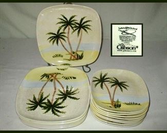 Gibson Hand Painted Palm Tree Dishes