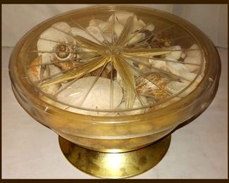 Large Vintage Plastic Container on Stand Filled with Shells