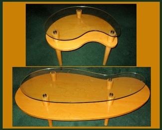 Modernist Coffee Table and a Pair of Matching End Tables, Showing One End Table