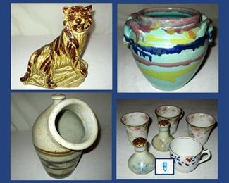 Tiger Decanter, Colorful Pot, Unusual Pottery and Limoges