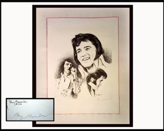 Penny Alexander, (Popular Portraitist) Signed Large Framed Elvis Sketch, Dated 1978