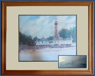 Very Nice Framed, Signed and Dated Lighthouse Print