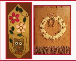 2 Vintage Funky Wall Hangings