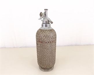 Vintage Wire Mesh Covered Glass Seltzer Bottle