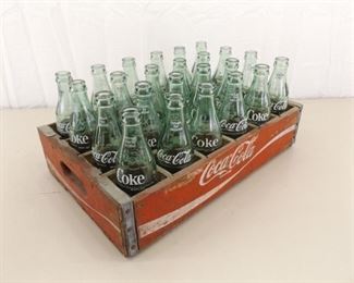 Vintage Coca-Cola Wood Coke Crate with 24 - 6.5 oz Coke Bottles