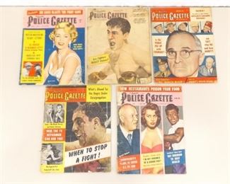 5 Vintage Police Gazette Magazines