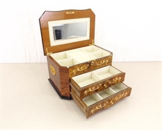 BEAUTIFUL Large Wood Locking Jewelry Box