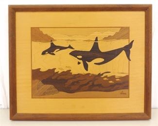 VERY Well Done Jeff Nelson Wood Inlay Orca Art