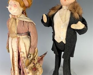 Pair Humorous Comical Character Dolls        