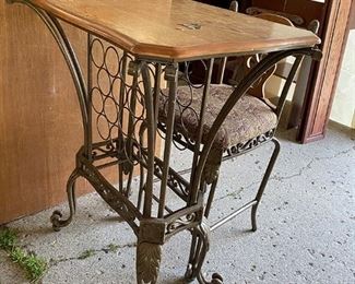 Cafe set with wine rack and two stools