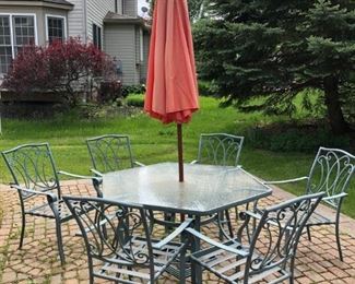 Patio Set with 6 Chairs and Cushions