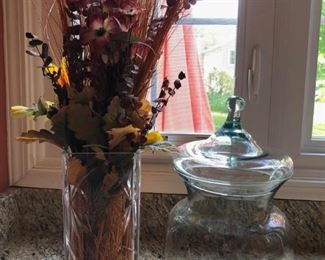 Glass Vase and Lidded Jar