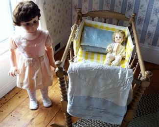vintage Walking Doll and rocking cradle