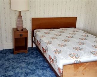 Mid-century double bed, night stand dresser and dressing table (vanity) w/mirror