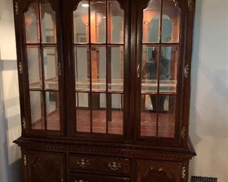#19 - $260 - Lighted China Cabinet w/ Hutch - 56.5"W x 17"D x 79.5"H