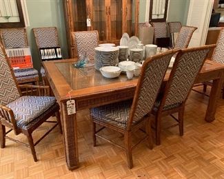 #24 - $1000 - American of Martinsville Table w/ 12 Chairs, Pads, & 2 Leaves - 75"W x 45"D x 30"H