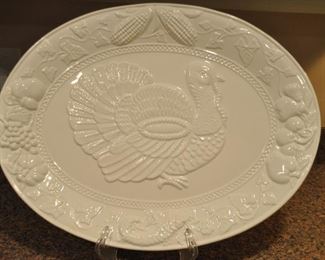 LARGE OVAL TURKEY PLATTER, MADE IN PORTUGAL, 19"H X 27"W. OUR PRICE $25.00