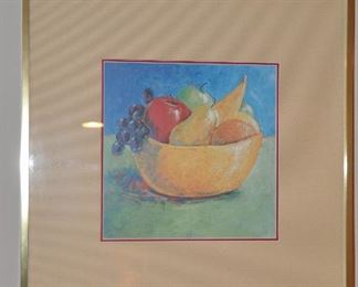 MATTED AND GOLD FRAMED STILL LIFE PRINT, 25.5" X 22".  OUR PRICE $85.00.