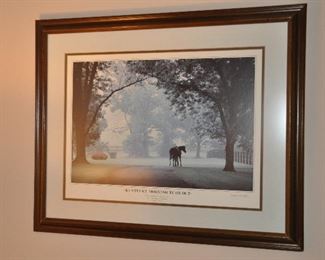 MATTED AND FRAMED SIGNED PHOTO PRINT BY DOUG PRATHER "KENTUCKY MORNING TURNOUT", 28" X 23".  OUR PRICE IS $110.00.