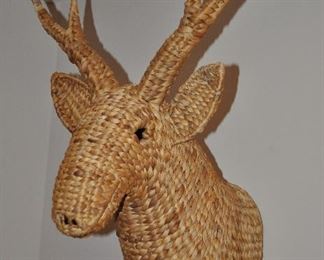 SEAGRASS DEER HEAD WALL DECOR, 19"W X 20"D X 24"H.  OUR PRICE IS $25.00.