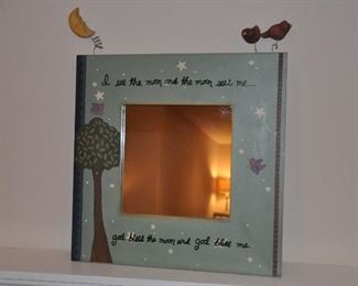 HAND PAINTED ARTS AND CRAFTS STYLE WALL MIRROR, 23.5"W X 21"H.  OUR PRICE $75.00