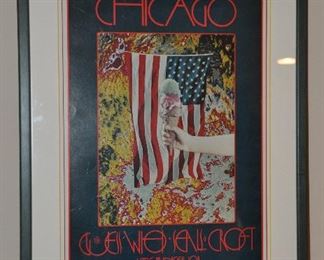 1969 FILMORE WEST POSTER "CHICAGO, GUESS WHO AND SEALS AND CROFT" CONCERT FRAMED AND MATTED, 19"W X 27.5"H. OUR PRICE $75.00
