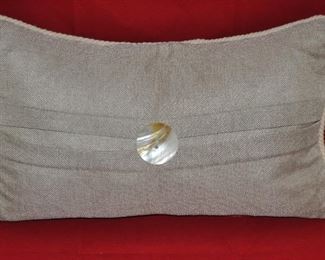 BEIGE BURLAP WITH TORTOISE SHELL DESIGN ZIPPERED PILLOW, 18.5" X 11".  THERE ARE TWO AVAILABLE.  SOLD AS A PAIR FOR $35.00.