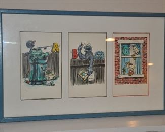 SESAME STREET "ABC" SIGNED AND NUMBERED LITHOGRAPH BY ART DUDLEY, 98/250.  OUR PRICE IS $250.00.
