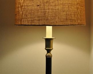 24" HEAVY BLACK AND BRASS TABLE LAMP.  OUR PRICE IS $75.00.