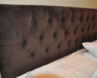 BROWN TUFTED KING SIZE HEADBOARD, 27" HIGH.  OUR PRICE IS $95.00.