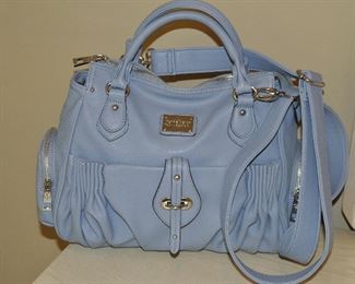 JENNA KATER SATCHEL HANDBAG IN BABY BLUE LEATHER IN GOOD CONDITION. OUR PRICE IS $45.00