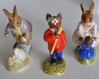 SET OF THREE ROYAL DALTON BUNNYKINS INCLUDES: MR BENJAMIN, DRUM MAJOR AND DOLLIE (SIGNED).  OUR PRICE IS $75.00 FOR THE SET.