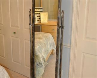 HEAVY WROUGHT IRON CHEVELLE FLOOR MIRROR, 21"W X 73"H.  OUR PRICE IS $175.00.