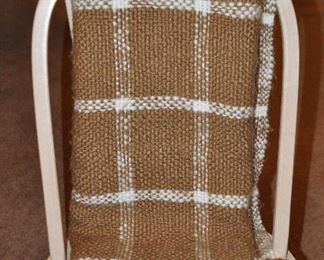 NUTMEG COLOR WITH WHITE SQUARE PATTERN BLANKET WITH FRINGE, 48" X 38".  OUR PRICE IS $25.00.