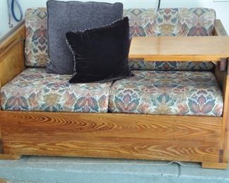 RUSTIC KNOTTY PINE CLASSIC LOVE SEAT WITH CLASSIC ADD-A-SPACE EXTENDER BY THIS END UP FURNITURE COMPANY, 52"W X 32"D X 25"H.  OUR PRICE IS $425.00.