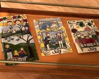 H & R JOHNSON 6" CALENDAR TILES, MADE IN ENGLAND. VARIOUS MONTHS, SET OF 7. OUR PRICE $70.00 