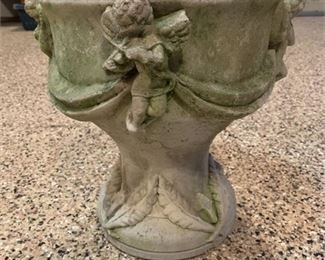 Lot 034
Weathered vintage cement angel planter.