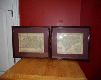 NC/SC and WV/Virginia Framed Map Print