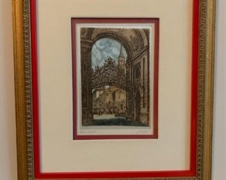Framed Etching Vienna Landmark