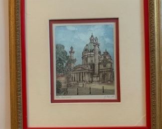 Framed Etching Vienna Landmark
