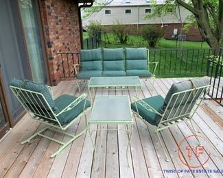 5 Piece Wrought Iron Outdoor Patio Set - Woodard Era