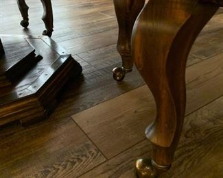 Vintage Game Table with 4 Rolling Chairs