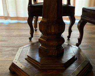 Vintage Game Table with 4 Rolling Chairs