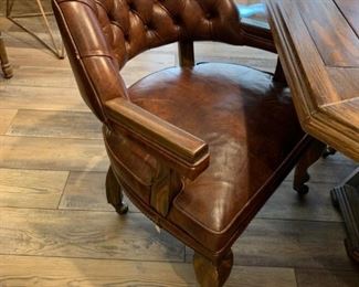 Vintage Game Table with 4 Rolling Chairs