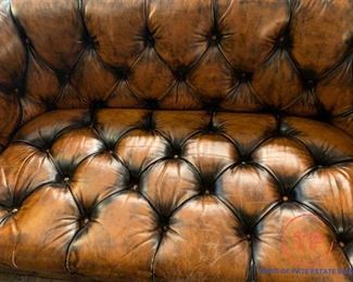 Vintage LEATHER Set - Tufted Couch and Tufted Love Seat
