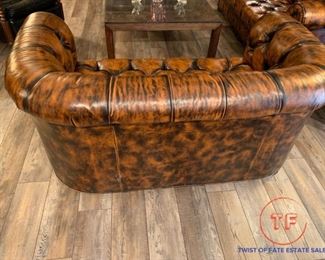 Vintage LEATHER Set - Tufted Couch and Tufted Love Seat