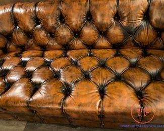 Vintage LEATHER Set - Tufted Couch and Tufted Love Seat